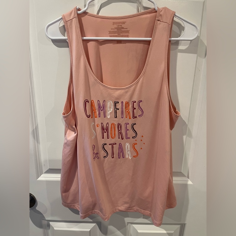 Campfire, S’mores, & Stars Pink Tank Top Size Large